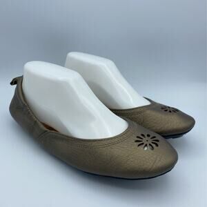 Acorn Womens Ballet Flats Shoes Brown Leather Slip On Cut Out Comfort 9